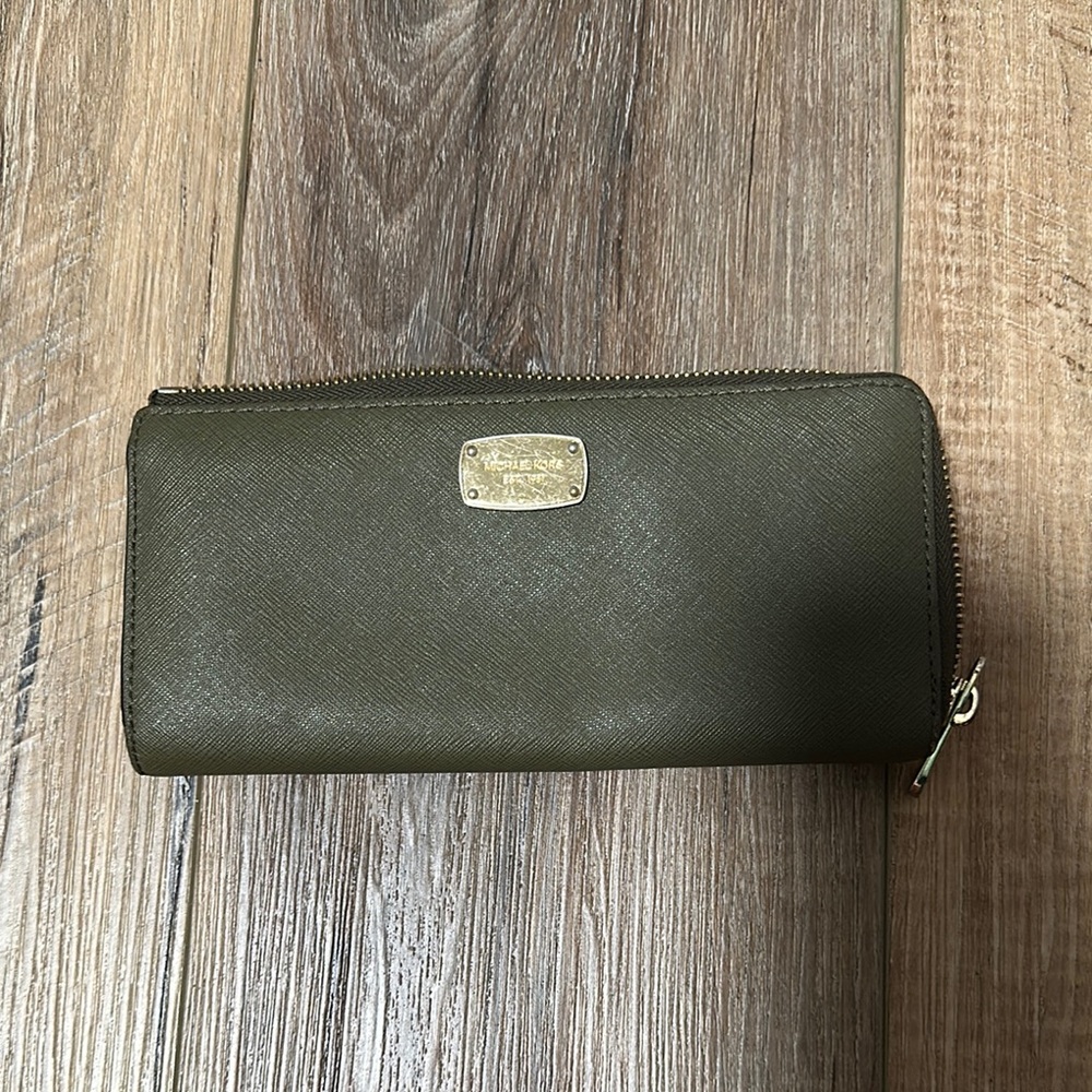 Michael Kors Green and Gold Large Wallet